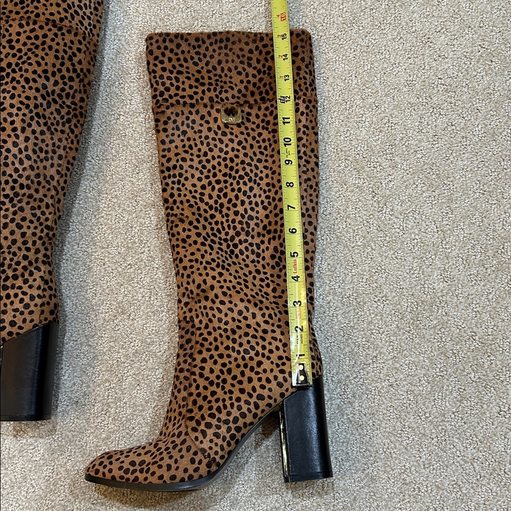 Diane Von Furstenberg Cheetah Print Pony Hair Knee-High Boots 8.5 - Picture 13 of 14